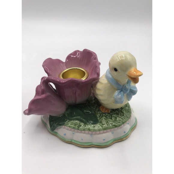 Avon Springtime Collection Candle Holders Bunny and Duck Floral - Picture 3 of 9